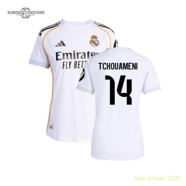 2025-2026 Real Madrid Authentic Home Shirt (Womens) (Tchouameni 14)-The Soccer Shirt Hub