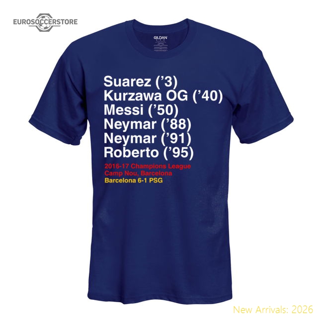 Barcelona 6-1 PSG T-Shirt (Navy)-The Soccer Shirt Hub