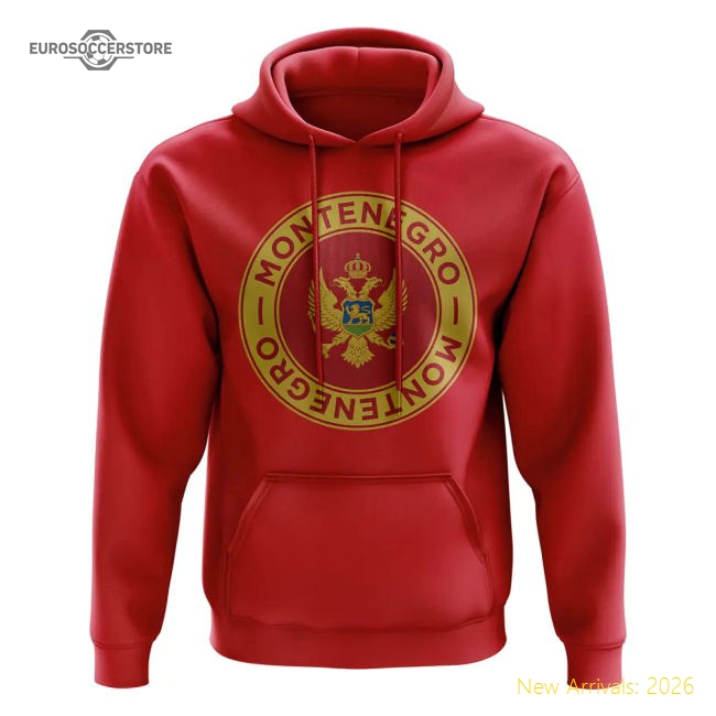 Montenegro Football Badge Hoodie (Red)-The Soccer Shirt Hub