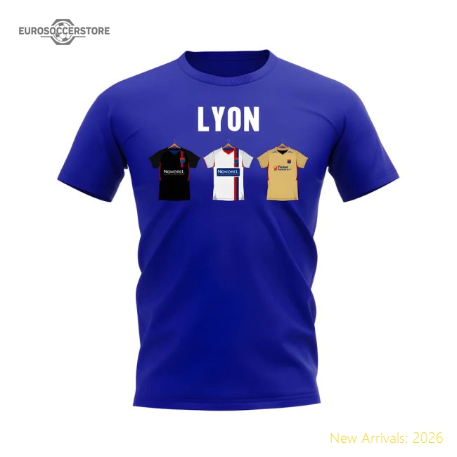 Lyon 2007-2008 Retro Shirt Text T-shirt (Blue)-The Soccer Shirt Hub