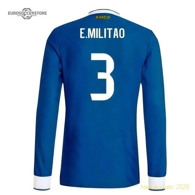 2025-2026 Real Madrid Authentic Long Sleeve Third Shirt (E.Militao 3)-The Soccer Shirt Hub