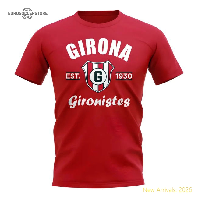 Girona Established Football T-Shirt (Red)-The Soccer Shirt Hub