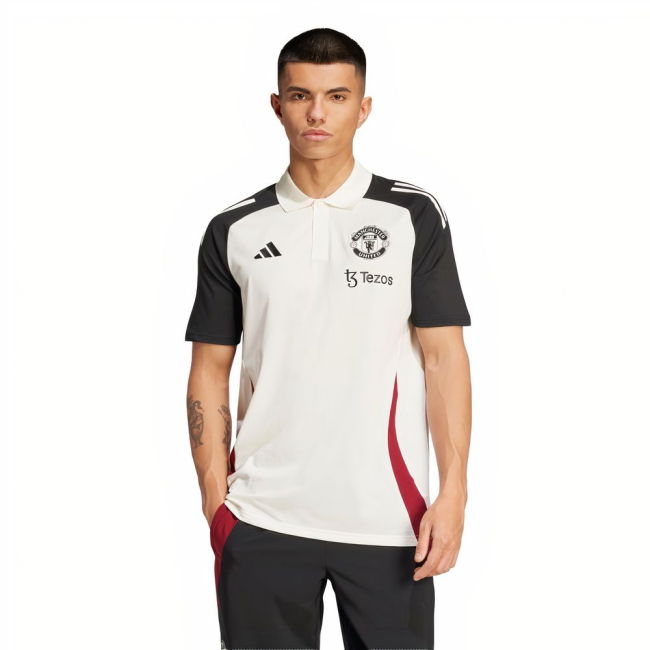 2024-2025 Man Utd Polo Shirt (Off White)-The Soccer Shirt Hub