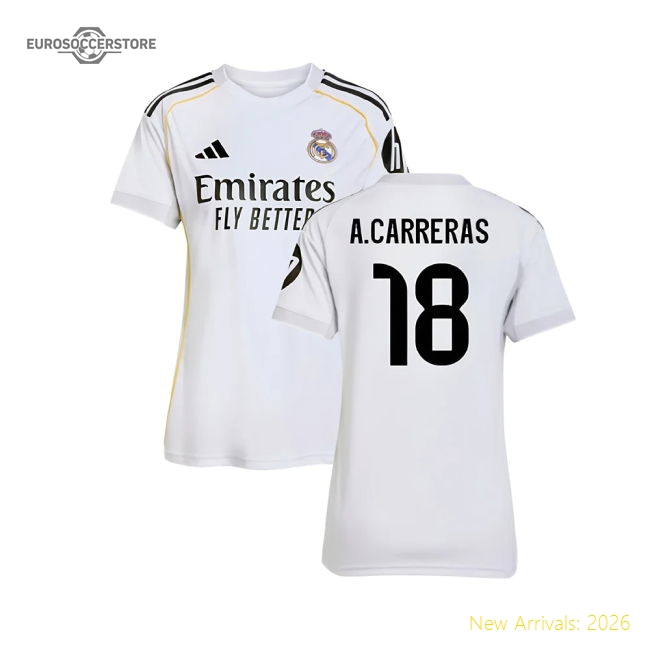 2025-2026 Real Madrid Home Shirt (Womens) (A.Carreras 18)-The Soccer Shirt Hub