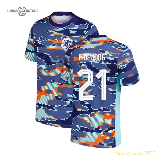 2024-2025 Netherlands Academy Pro Pre-Match Shirt (Blue) (F.De Jong 21)-The Soccer Shirt Hub