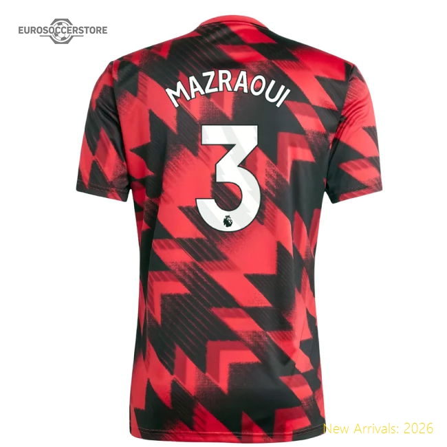 2025-2026 Man Utd Pre-Match Shirt (Red) (Mazraoui 3)-The Soccer Shirt Hub