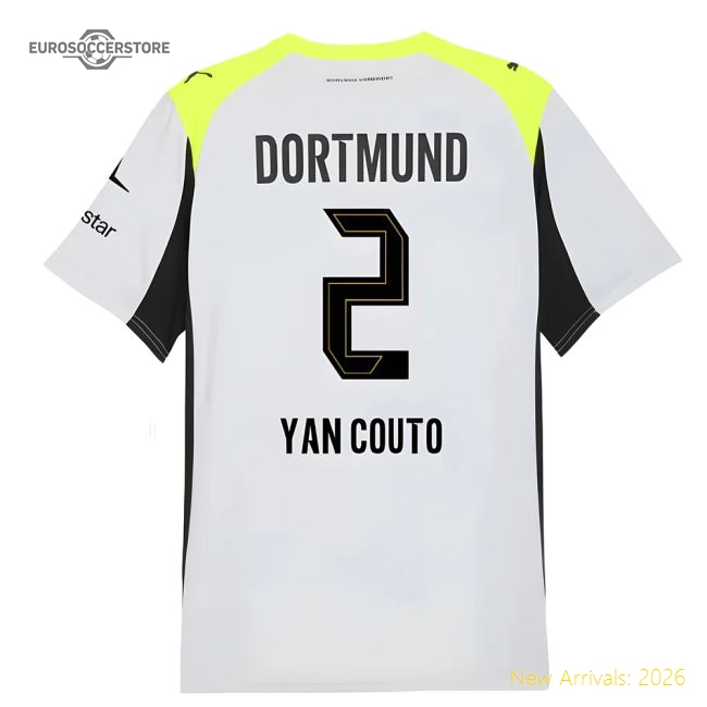 2025-2026 Borussia Dortmund Away Shirt (Yan Couto 2)-The Soccer Shirt Hub