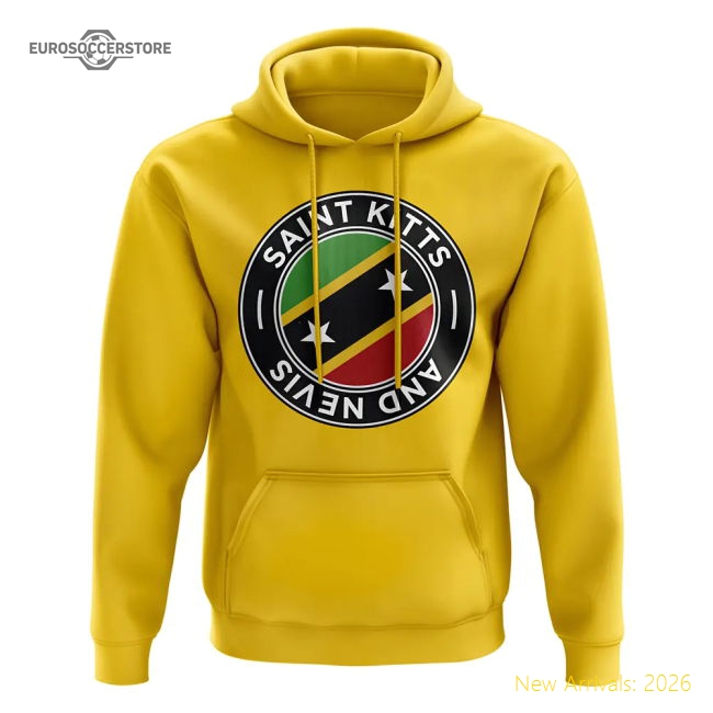 Saint Kitts and Nevis Football Badge Hoodie (Yellow)-The Soccer Shirt Hub