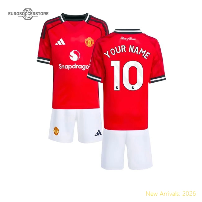 2025-2026 Man Utd Home Mini Kit (Your Name)-The Soccer Shirt Hub