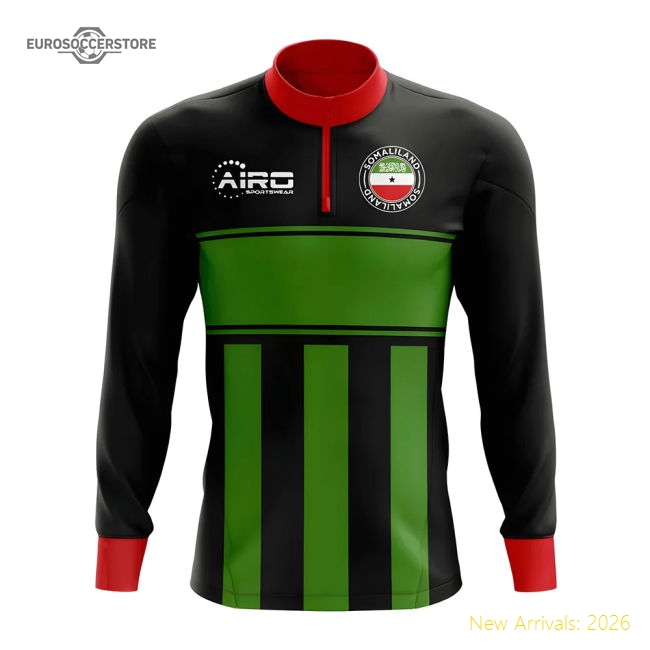 Somaliland Concept Football Half Zip Midlayer Top (Black-Green)-The Soccer Shirt Hub