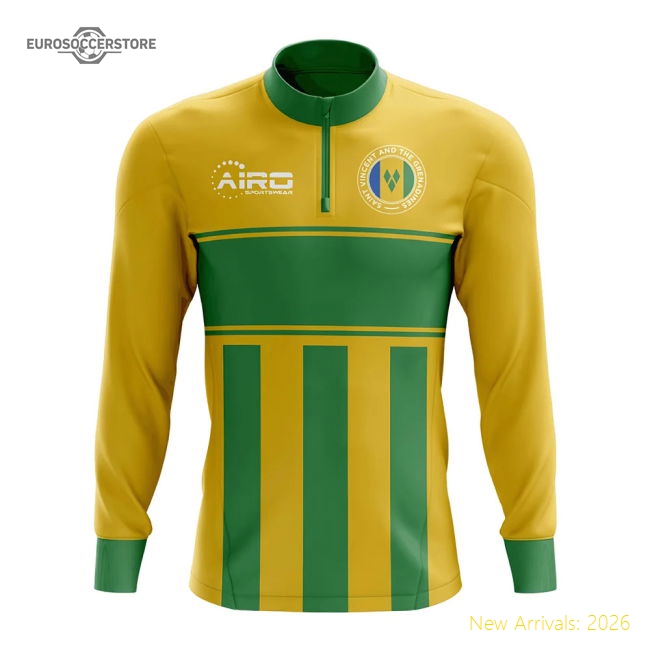 Saint Vincent and Grenadines Concept Football Half Zip Midlayer Top (Yellow-Green)-The Soccer Shirt Hub