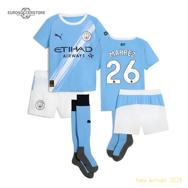 2025-2026 Man City Home Mini Kit (Mahrez 26)-The Soccer Shirt Hub