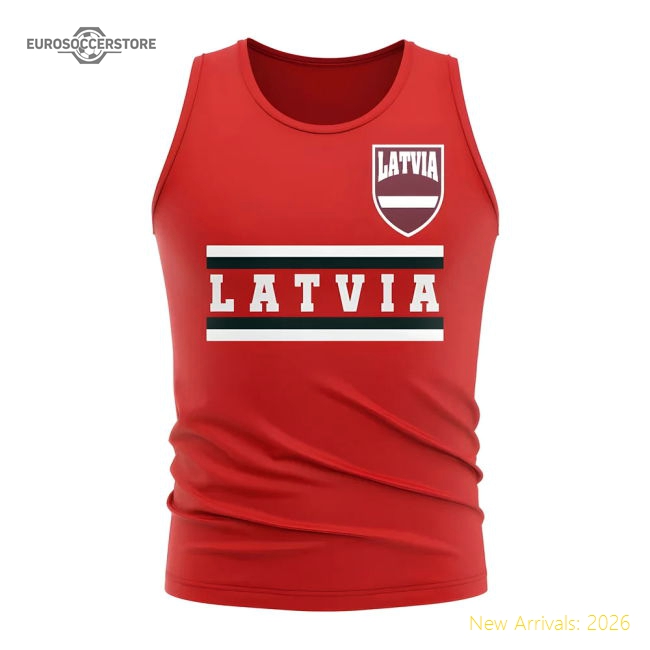 Latvia Core Football Country Sleeveless Tee (Red)-The Soccer Shirt Hub
