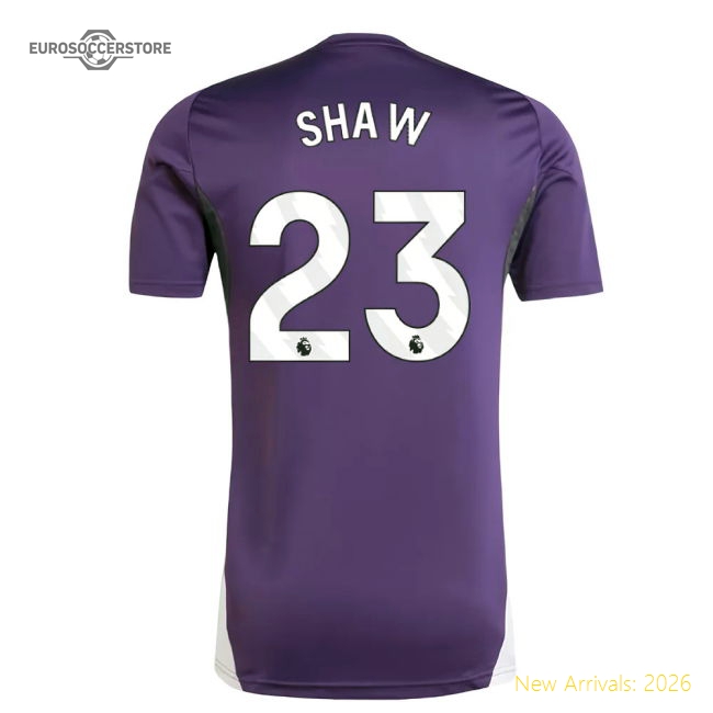 2025-2026 Man Utd Training Jersey (Aurora Plum) (Shaw 23)-The Soccer Shirt Hub