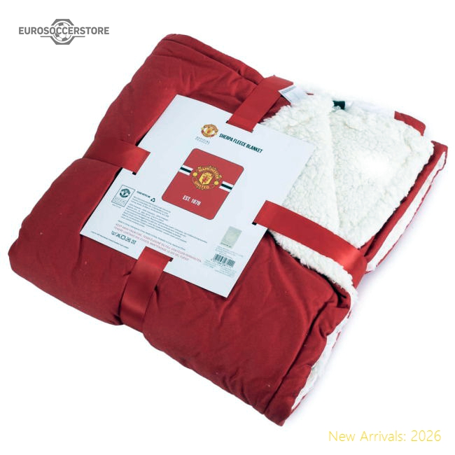 Manchester United FC Core Stripe Sherpa Fleece Blanket-The Soccer Shirt Hub