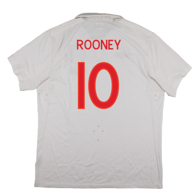 England 2009-10 World Cup Home shirt (XL) (Very Good) (ROONEY 10)-The Soccer Shirt Hub