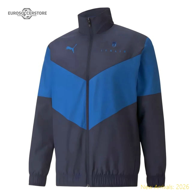 2021-2022 Italy Pre-Match Jacket (Navy)-The Soccer Shirt Hub