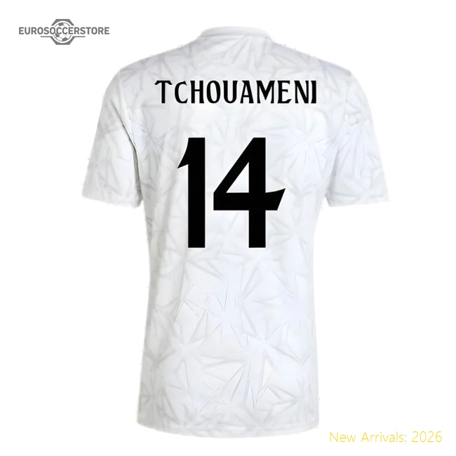 2024-2025 Real Madrid Pre-Match Shirt (White) (Tchouameni 14)-The Soccer Shirt Hub