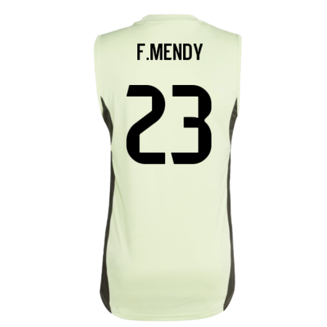 2025-2026 Real Madrid Sleeveless Training Jersey (Almost Lime) (F.Mendy 23)-The Soccer Shirt Hub