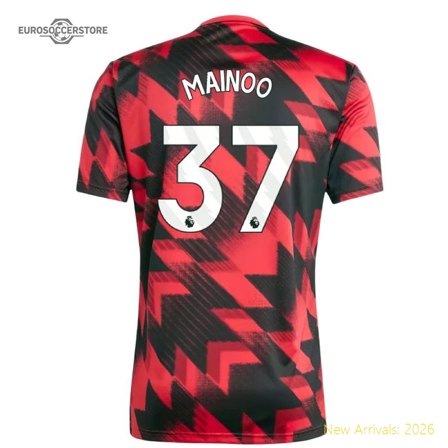 2025-2026 Man Utd Pre-Match Shirt (Red) (Mainoo 37)-The Soccer Shirt Hub