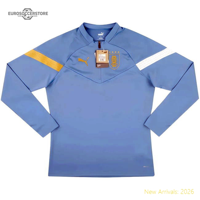 2022-2023 Uruguay Half Zip Training Top (Blue)-The Soccer Shirt Hub