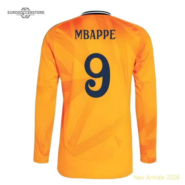 2024-2025 Real Madrid Long Sleeve Away Shirt (Mbappe 9)-The Soccer Shirt Hub