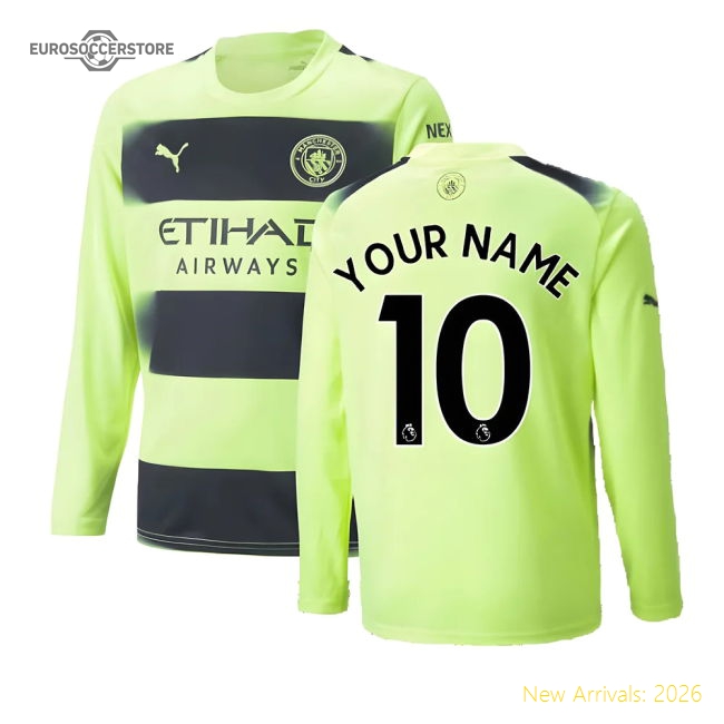 2022-2023 Man City Long Sleeve Third Shirt (Your Name)-The Soccer Shirt Hub