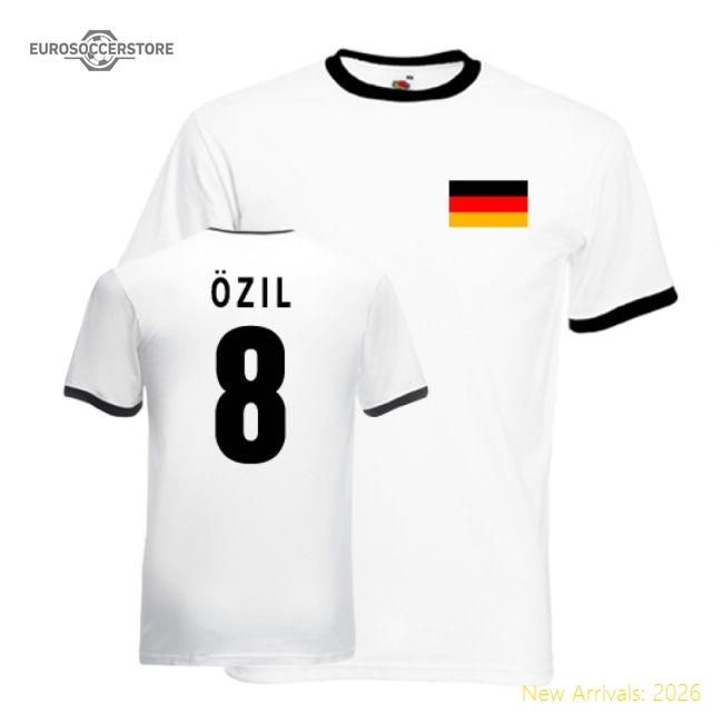 Mesut Ozil Germany Ringer Tee (white-black)-The Soccer Shirt Hub