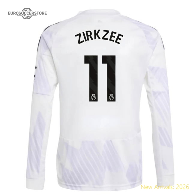 2025-2026 Man Utd Long Sleeve Away Shirt (Kids) (Zirkzee 11)-The Soccer Shirt Hub