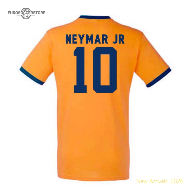 Neymar Brazil Ringer Tee (yellow)-The Soccer Shirt Hub