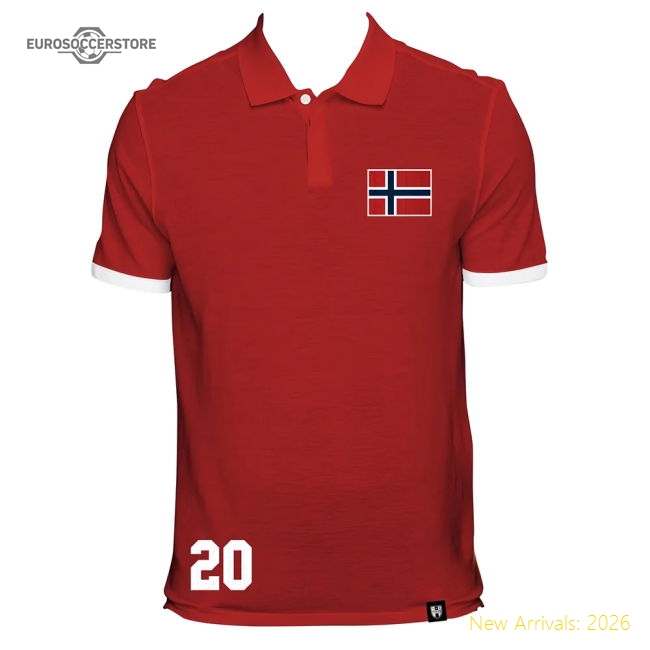 Norway No 20 Red Polo Shirt-The Soccer Shirt Hub