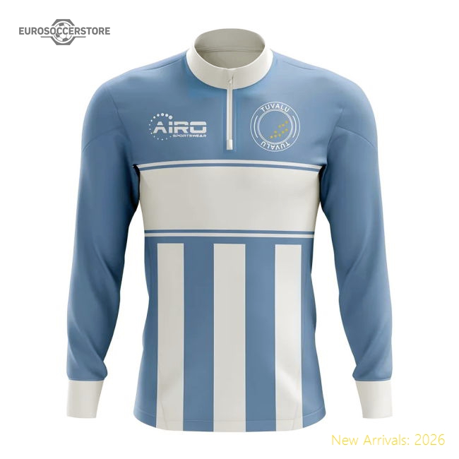 Tuvalu Concept Football Half Zip Midlayer Top (Sky Blue-White)-The Soccer Shirt Hub