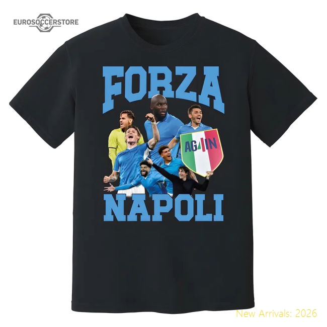 Forza Napoli Campioni T-Shirt (Black)-The Soccer Shirt Hub