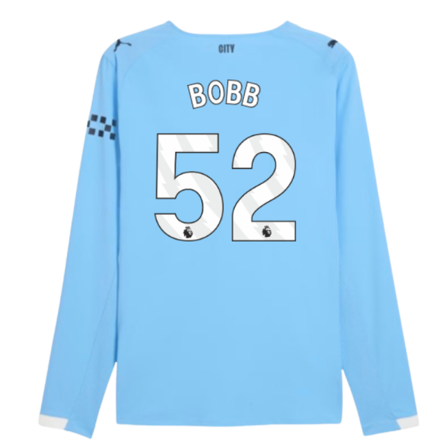 2025-2026 Man City Authentic Long Sleeve Home Shirt (Bobb 52)-The Soccer Shirt Hub