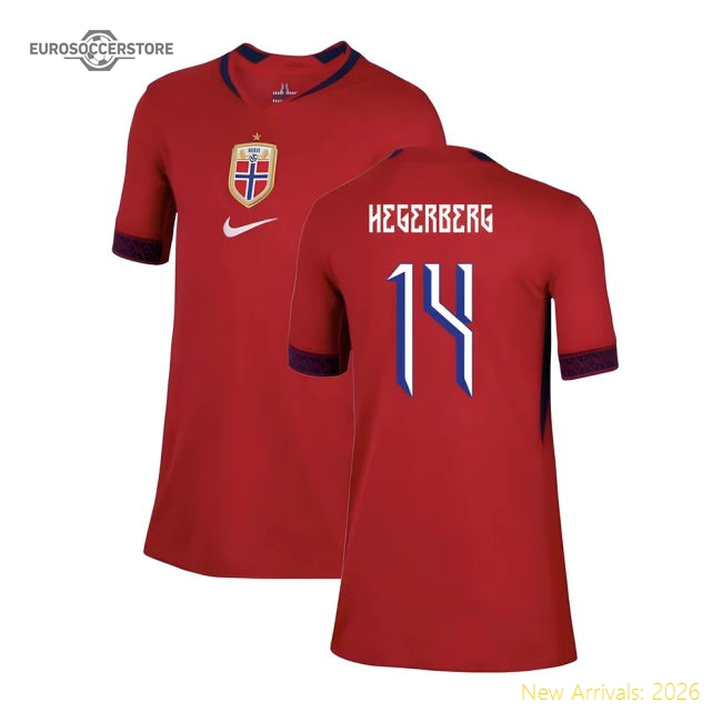 2025-2026 Norway Womens Team Home Shirt (Kids) (Hegerberg 14)-The Soccer Shirt Hub