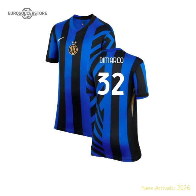 2024-2025 Inter Milan Home Shirt (Kids) (Dimarco 32)-The Soccer Shirt Hub