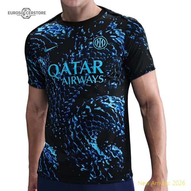 2025-2026 Inter Milan Pre Match Shirt (Black)-The Soccer Shirt Hub
