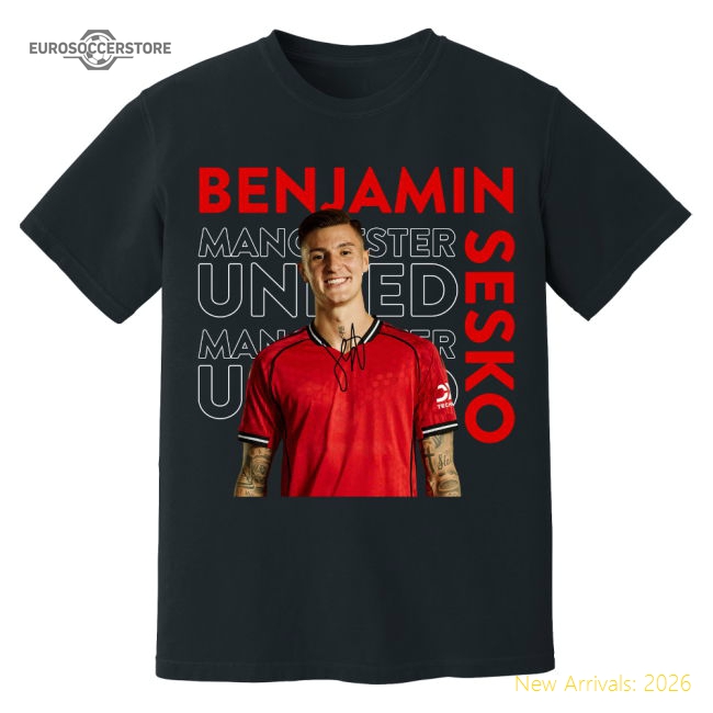 Benjamin Sesko Man United New Signing T-Shirt (Black)-The Soccer Shirt Hub