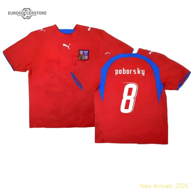 Czech Republic 2006-08 Home Shirt ((Very Good) L) (Poborsky 8)-The Soccer Shirt Hub