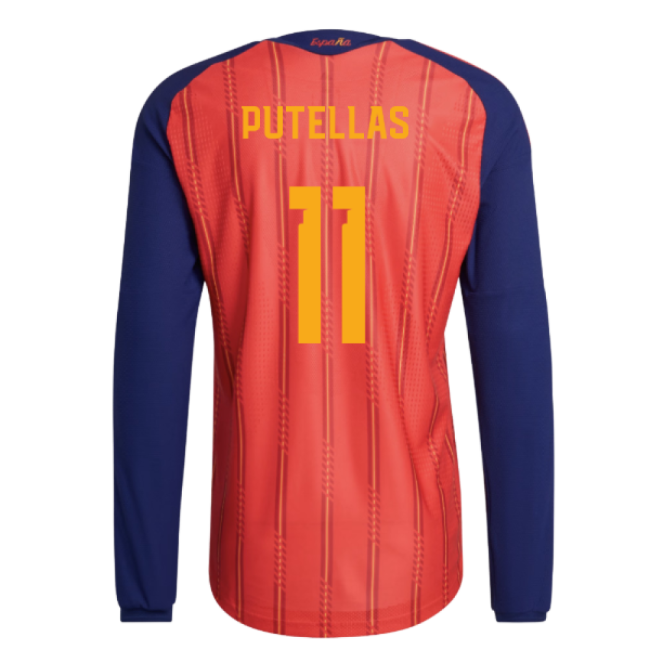 2026-2027 Spain Authentic Long Sleeve Home Shirt (Putellas 11)-The Soccer Shirt Hub