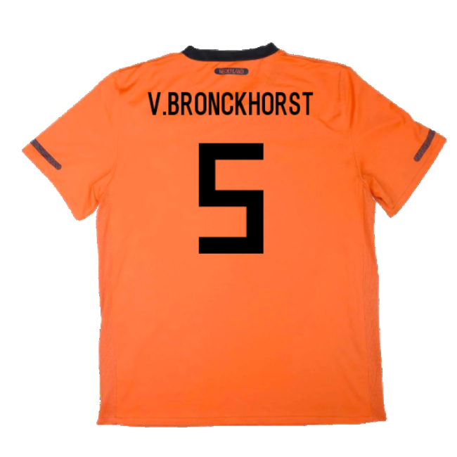 Holland 2010-11 Home Shirt ((Excellent) S) (V.Bronckhorst 5)-The Soccer Shirt Hub