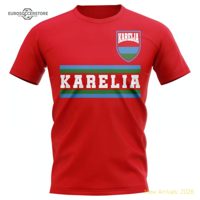 Karelia Core Football Country T-Shirt (Red)-The Soccer Shirt Hub