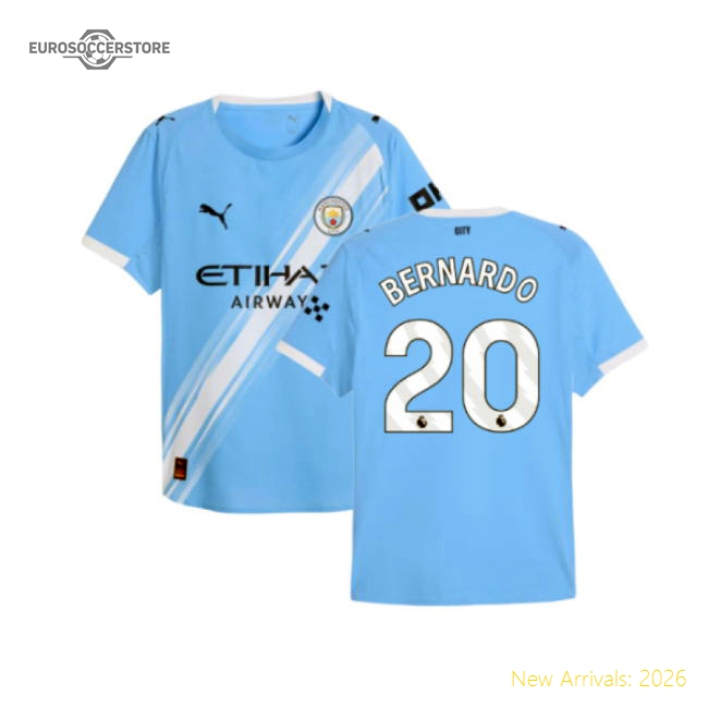 2025-2026 Man City Authentic Home Shirt (Bernardo 20)-The Soccer Shirt Hub