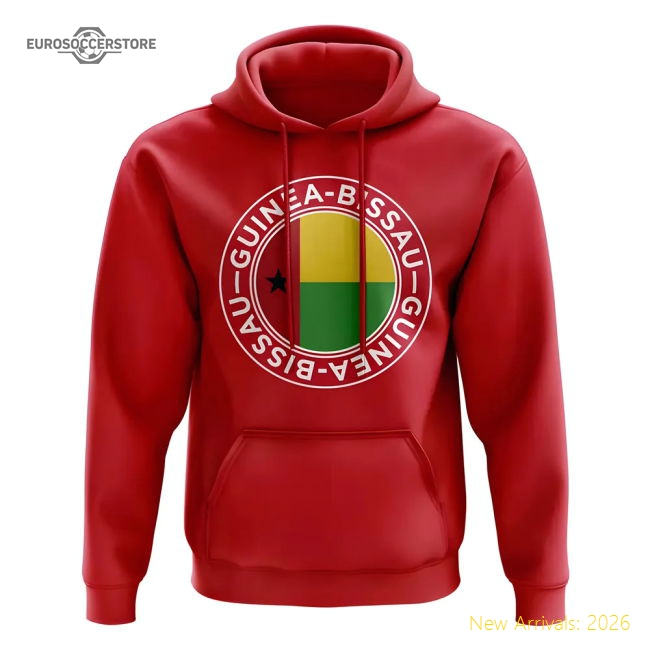 Guinea Bissau Football Badge Hoodie (Red)-The Soccer Shirt Hub