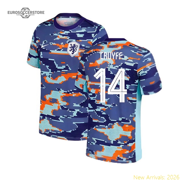 2024-2025 Netherlands Pre-Match Training Shirt (Blue) - Kids (Cruyff 14)-The Soccer Shirt Hub