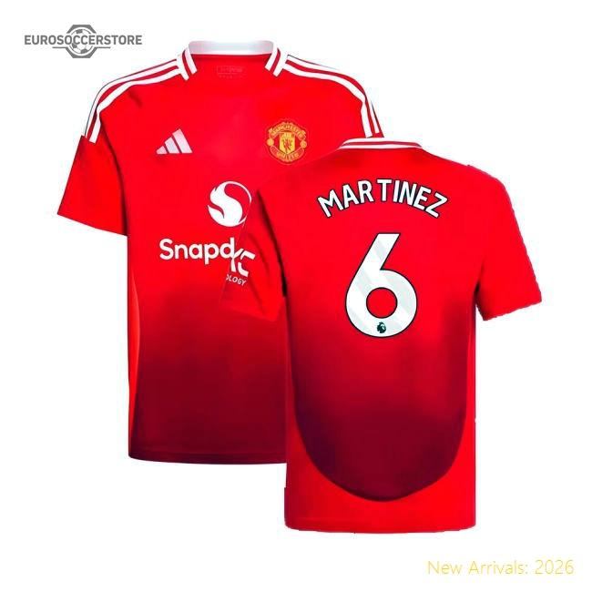 2024-2025 Man Utd Home Shirt (Kids) (Martinez 6)-The Soccer Shirt Hub