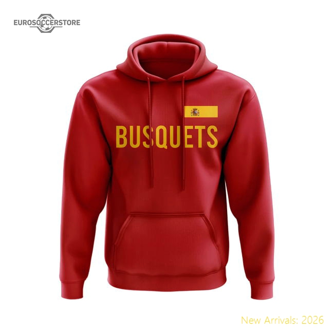 Sergio Busquets Spain Name Hoody (Red)-The Soccer Shirt Hub