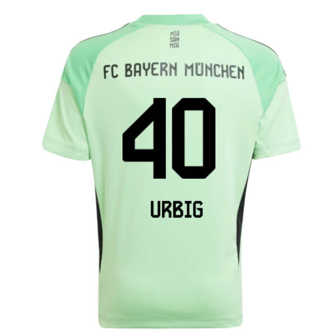 2025-2026 Bayern Munich Home Goalkeeper Shirt (Glory Mint) - Kids (Urbig 40)-The Soccer Shirt Hub