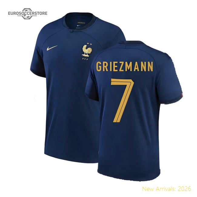 2022-2023 France Home Shirt (GRIEZMANN 7)-The Soccer Shirt Hub