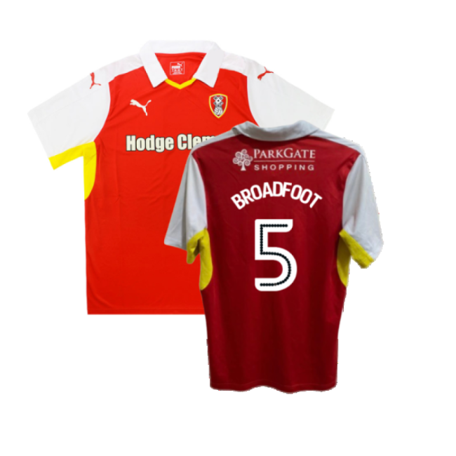 Rotherham 2016-17 Home Shirt ((Good) XL) (Broadfoot 5)-The Soccer Shirt Hub